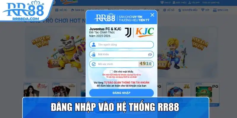Đăng nhập vào hệ thống RR88