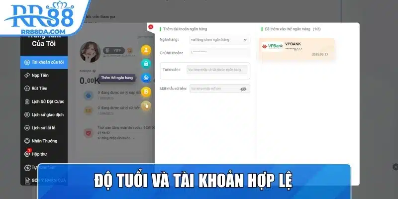 Độ tuổi và tài khoản hợp lệ
