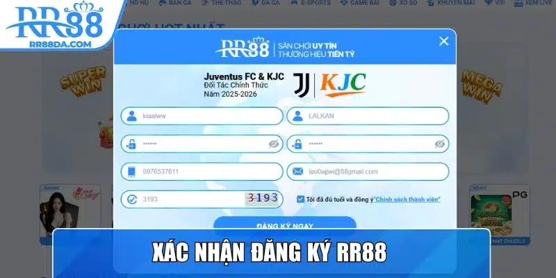 Xác nhận đăng ký RR88