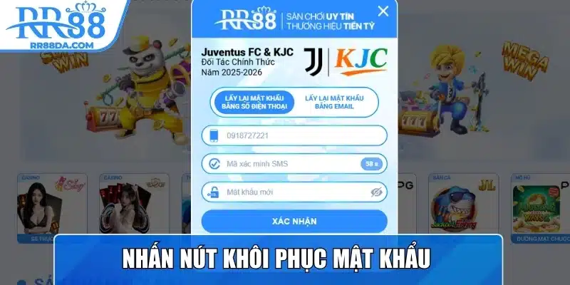 Nhấn nút khôi phục mật khẩu