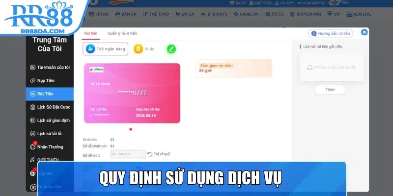 Quy định sử dụng dịch vụ, an toàn hệ thống 