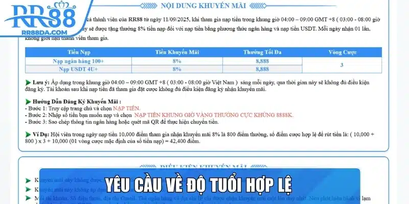 Yêu cầu về độ tuổi hợp lệ