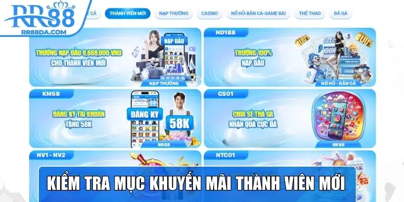 Kiểm tra mục khuyến mãi thành viên mới