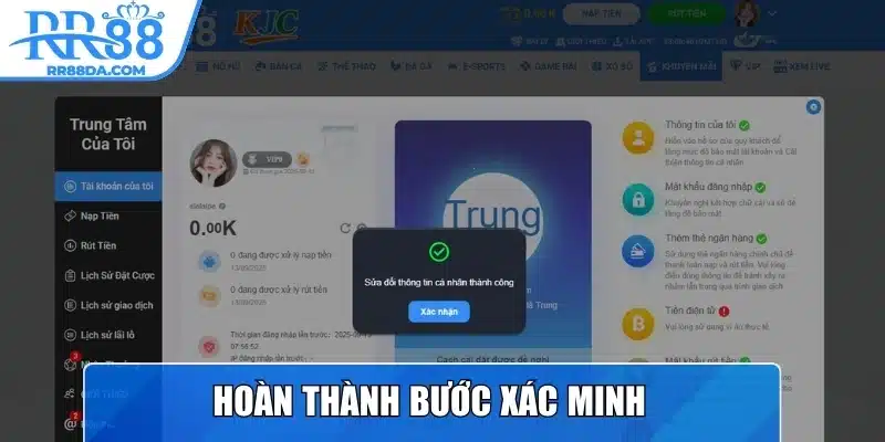 Hoàn thành bước xác minh