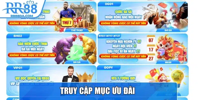 Truy cập mục ưu đãi của RR88